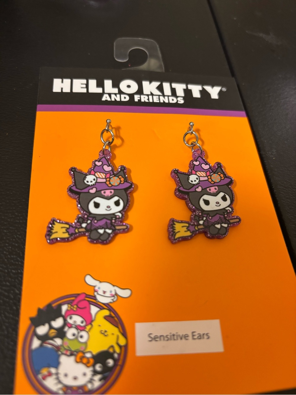 Kuromi Witch Festive Earrings For Sensitive Ears Sanrio - Picture 3 of 3